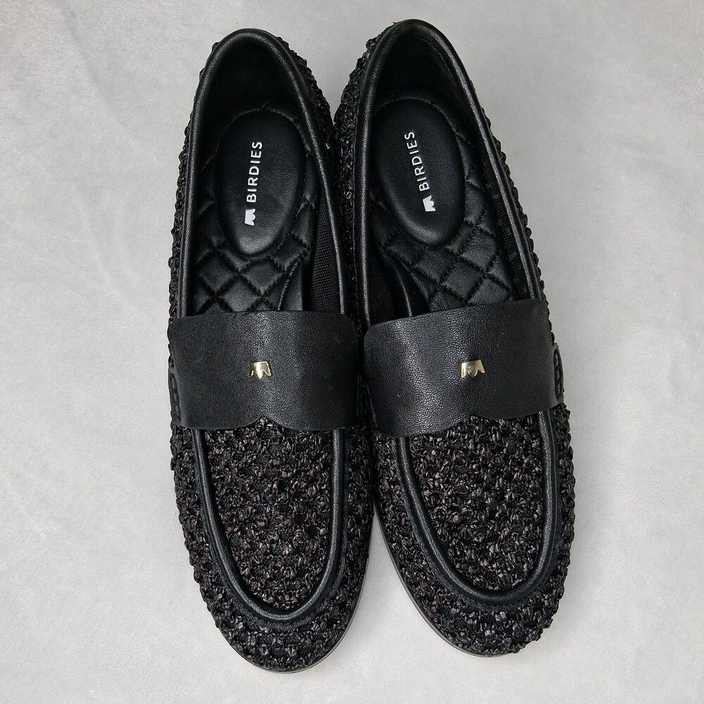 Birdies Women's The Starling 20 Loafers In Black Openweave Size 8 - Picture 3 of 16